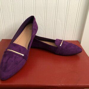 Obtaom women's faux purple suede slip on ballet flats, size 7